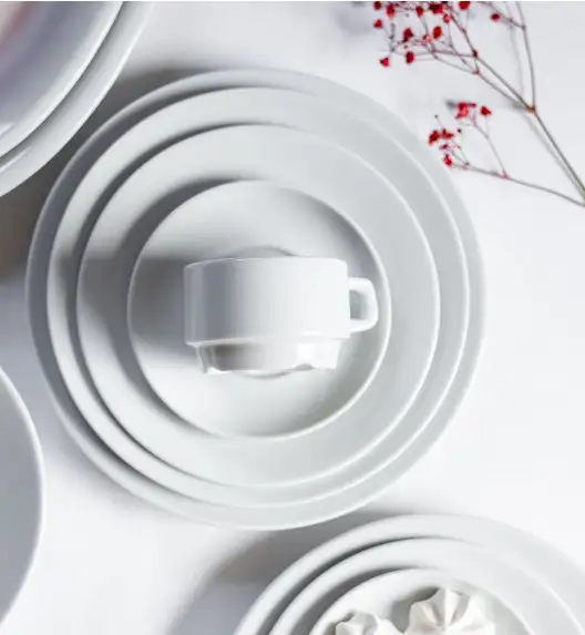 LUBIANA CORONA 0601 Filiżanka niska 200 ml ze spodkiem 14,5 cm x 18 sztuk | biała porcelana