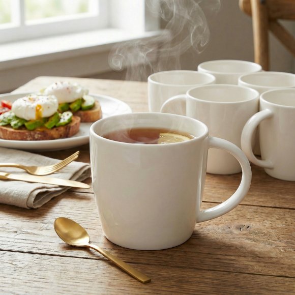 KAIA HOME AURA Kubek duży jumbo 600 ml 6 sztuk / ceramika ecru