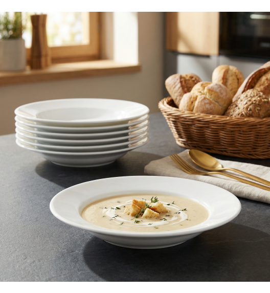 LUBIANA CORONA 0612 Talerz głęboki 22,5 cm x 18 sztuk  | biała porcelana 