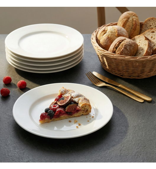 LUBIANA CORONA 0611 Talerz deserowy 20 cm x 6 sztuk | biała porcelana 