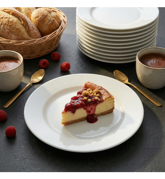 LUBIANA CORONA 0611 Talerz deserowy 20 cm x 12 sztuk | biała porcelana 