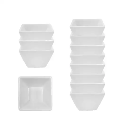 KAIA HOME FRAME Miska kwadratowa czarka 8 cm na przystawki / 100 ml 12 sztuk biała ceramika