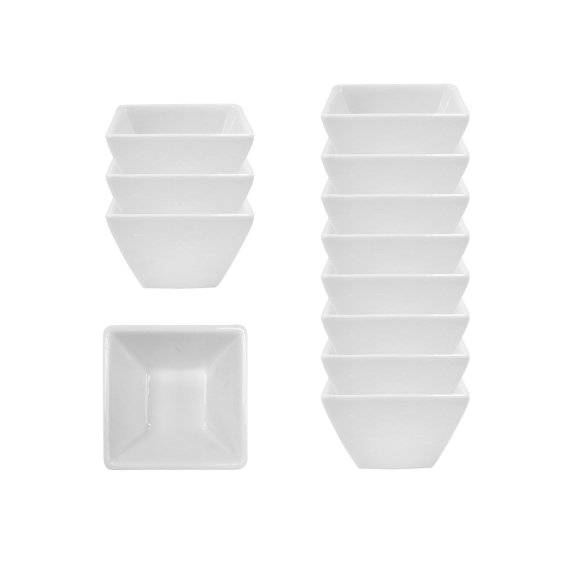 KAIA HOME FRAME Miska kwadratowa czarka 8 cm na przystawki / 100 ml 12 sztuk biała ceramika