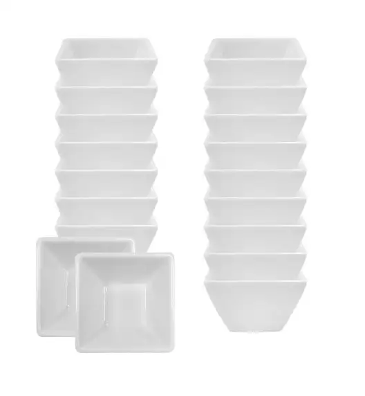 KAIA HOME FRAME Miska kwadratowa czarka 8 cm na przystawki / 100 ml 18 sztuk biała ceramika