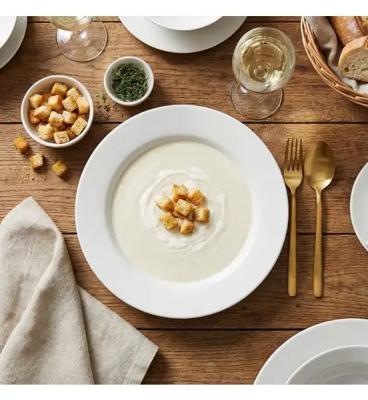 KAIA HOME BASIC Talerz głęboki 22 cm / 6 sztuk biała ceramika