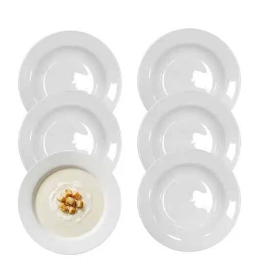 KAIA HOME BASIC Talerz głęboki 22 cm / 6 sztuk biała ceramika