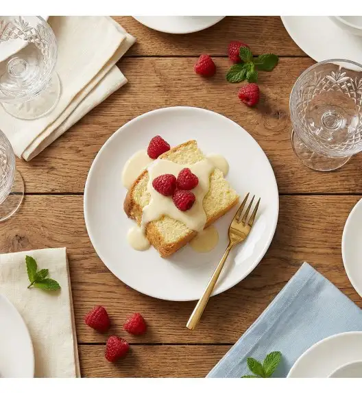 KAIA HOME BASIC Talerz deserowy 19 cm / 6 sztuk biała ceramika