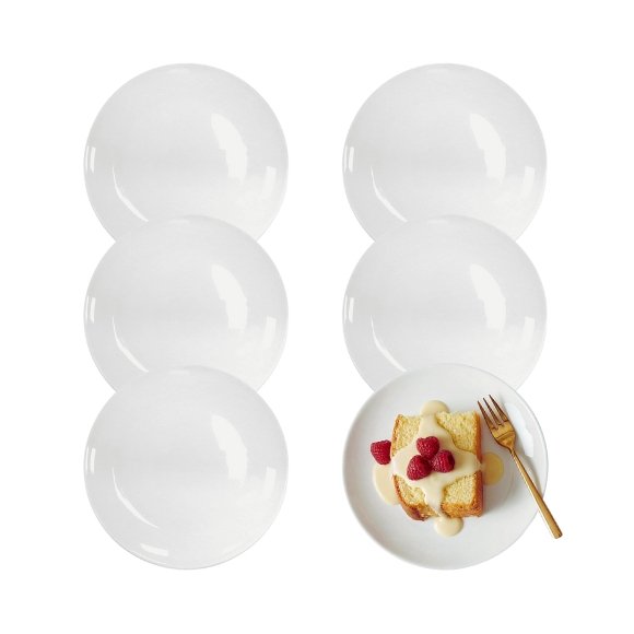 KAIA HOME BASIC Talerz deserowy 19 cm / 6 sztuk biała ceramika