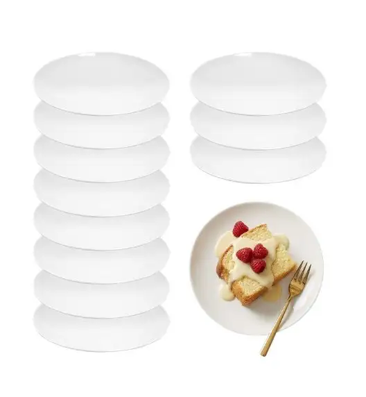 KAIA HOME BASIC Talerz deserowy 19 cm / 12 sztuk biała ceramika