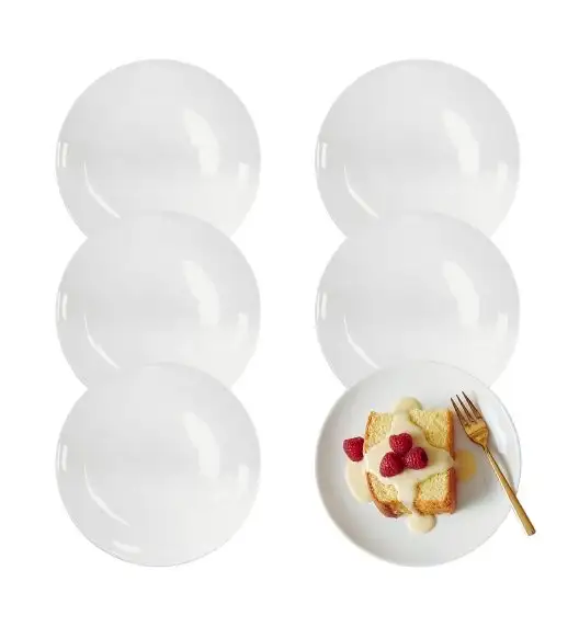 KAIA HOME BASIC Talerz deserowy 19 cm / 18 sztuk biała ceramika