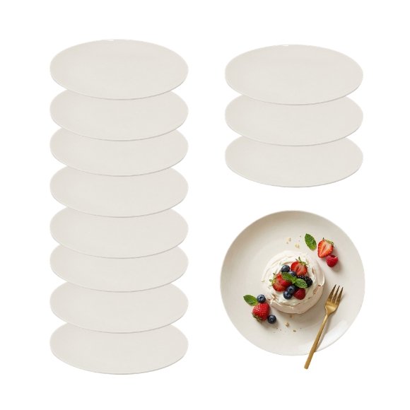 KAIA HOME AURA Talerz deserowy 20,5 cm / 12 sztuk ceramika ecru