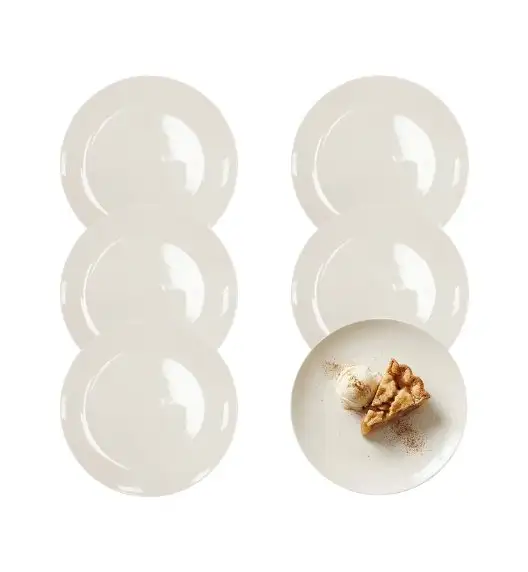 KAIA HOME AURA Talerz deserowy 19,5 cm / 6 sztuk ceramika ecru