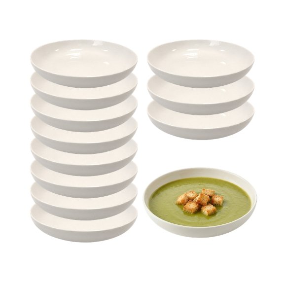 KAIA HOME AURA Talerz głęboki 21,5 cm / 12 sztuk ceramika ecru