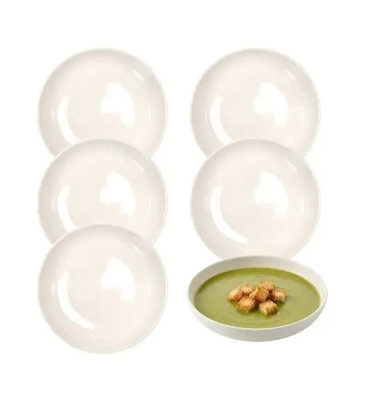 KAIA HOME AURA Talerz głęboki 21,5 cm / 18 sztuk ceramika ecru