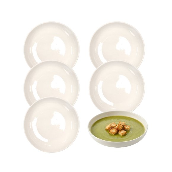 KAIA HOME AURA Talerz głęboki 21,5 cm / 18 sztuk ceramika ecru