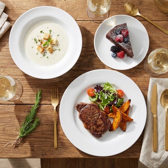 KAIA HOME BASIC Serwis obiadowy 18 el 6 os / biała ceramika