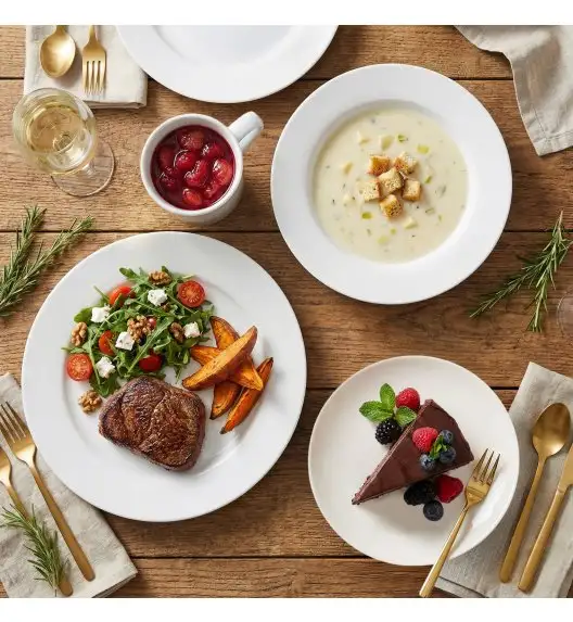 KAIA HOME BASIC Serwis obiadowy 24 el 6 os / biała ceramika