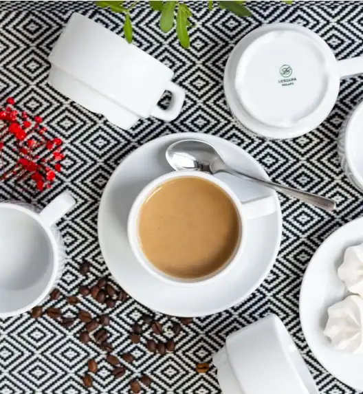 LUBIANA CORONA 0601 Filiżanka niska 200 ml ze spodkiem 14,5 cm x 60 sztuk | biała porcelana