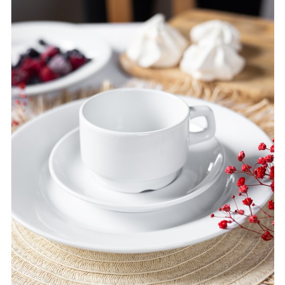 LUBIANA CORONA 0601 Filiżanka niska 200 ml ze spodkiem 14,5 cm x 60 sztuk | biała porcelana