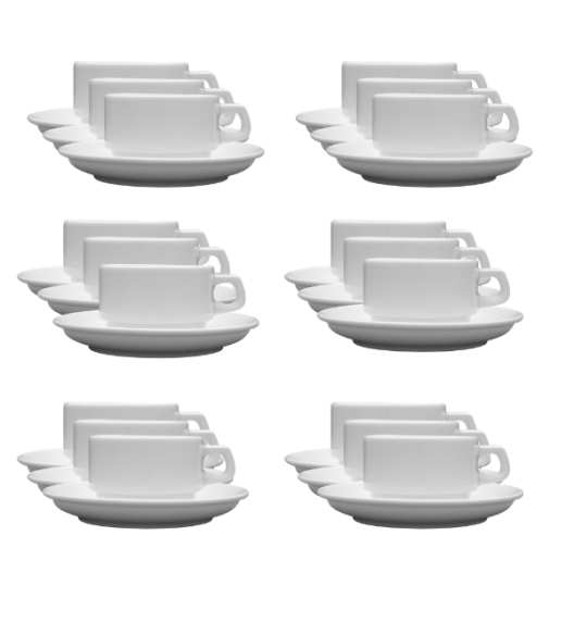 LUBIANA CORONA 0601 Filiżanka niska 200 ml ze spodkiem 14,5 cm x 60 sztuk | biała porcelana