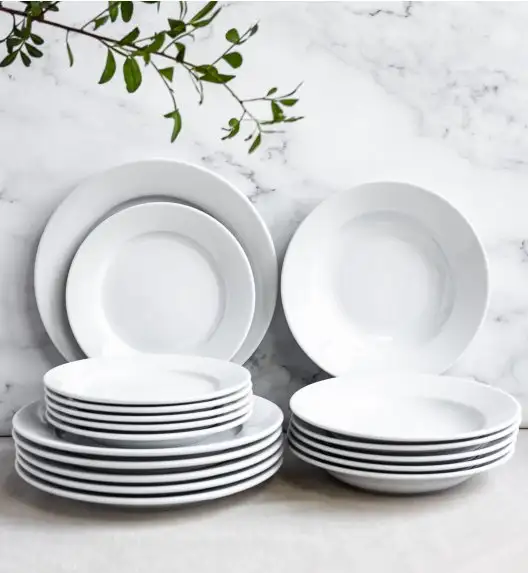 LUBIANA CORONA Serwis obiadowy 18 el dla 6 osób | biała porcelana 