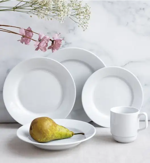 LUBIANA CORONA Serwis obiadowy 24 el dla 6 osób | biała porcelana 