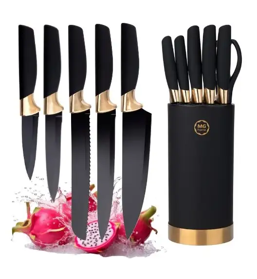 MG HOME ROSE GOLD ZESTAW 5 NOŻY + NOŻYCZKI W BLOKU