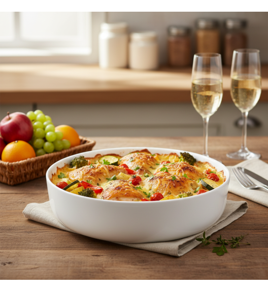 LUMINARC DIWALI WHITE Forma do pieczenia 26 cm | okrągła | szkło hartowane | N6416