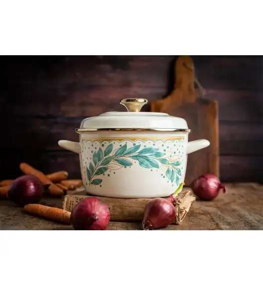 METALAC | Green Line Garnek 6 l z pokrywką 24 cm / emaliowany