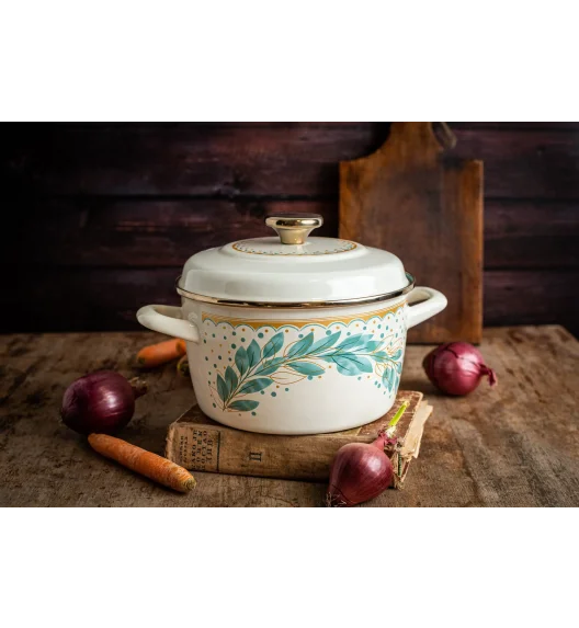 METALAC | Green Line Garnek 3,5 l z pokrywką 20 cm / emaliowany