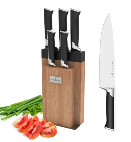 ZWIEGER DECCO Komplet 5 noży w bloku drewnianym / stal nierdzewna + drewno kauczukowe
