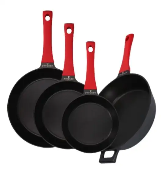 ZWIEGER OBSIDIAN Komplet Patelni 20, 24, 28 cm + Patelnia Głęboka 28 cm / powłoka GREBLON non- stick 