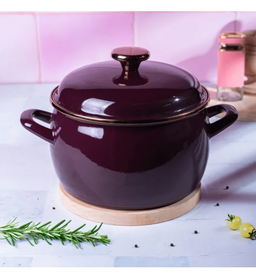 METALAC | BORDEAUX Garnek emaliowany z emaliowaną pokrywką, 20 cm 4.2L, bordowy