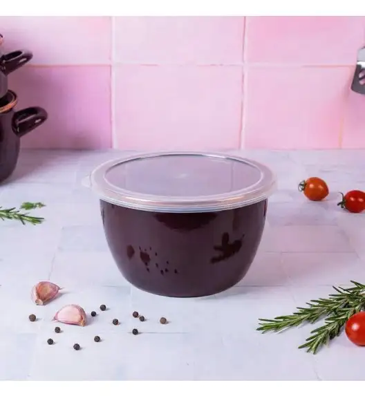 METALAC | BORDEAUX Pojemnik emaliowany z plastikową pokrywką 16 cm 1.7 L, bordowy