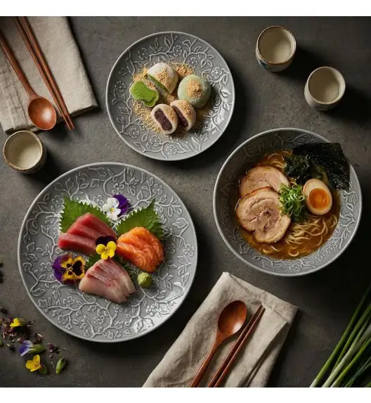 LUBIANA HANAMI K100 Serwis obiadowy 54 el / 18 osób | szary 