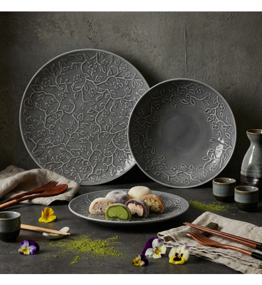 LUBIANA HANAMI K100 Serwis obiadowy 72 el / 24 osoby / szary 