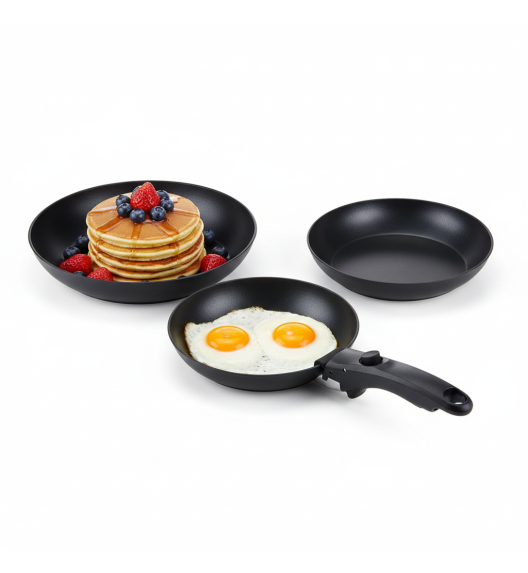 MG HOME CLEVER KITCHEN ZESTAW 3 PATELNI 20/24/28 CM Z ODPINANĄ RĄCZKĄ