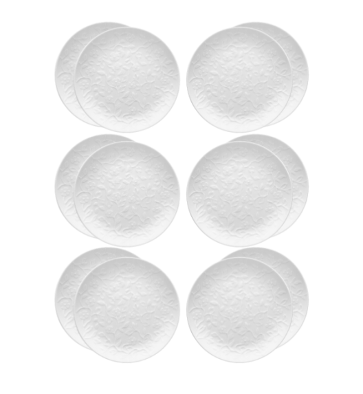 LUBIANA HANAMI Talerz deserowy 20,5 cm x 12 sztuk / biała porcelana luz