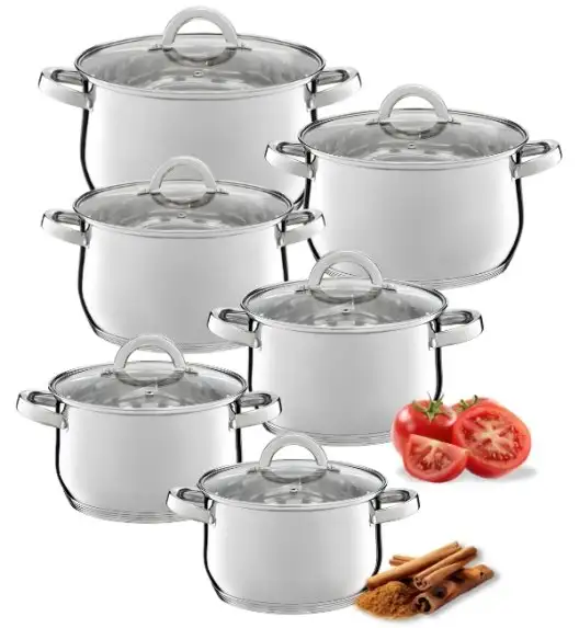 AMBITION BERRY Komplet Garnki z pokrywkami 12 el / stal nierdzewna