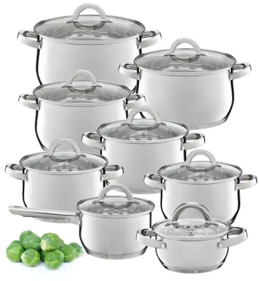 AMBITION BERRY Komplet Garnki z pokrywkami 16 el / stal nierdzewna