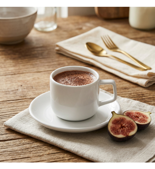 LUBIANA ANKARA Filiżanka 250 ml ze spodkiem 15 cm | biała porcelana luz