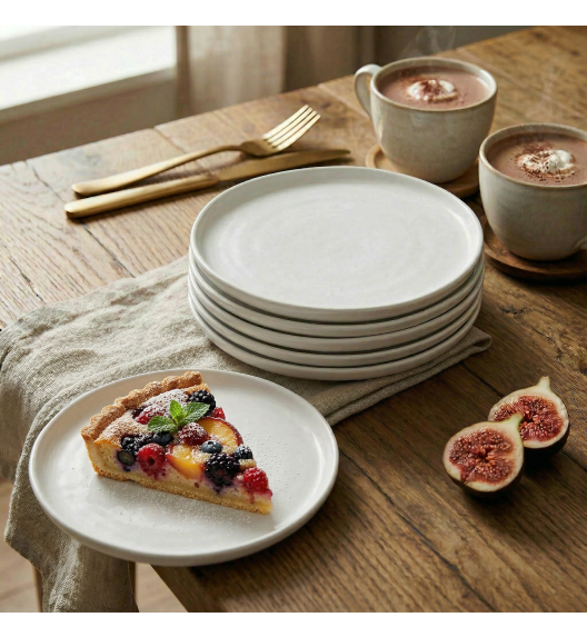 LUBIANA ANKARA | Talerz deserowy 20 cm x 6 sztuk | biała porcelana luz 
