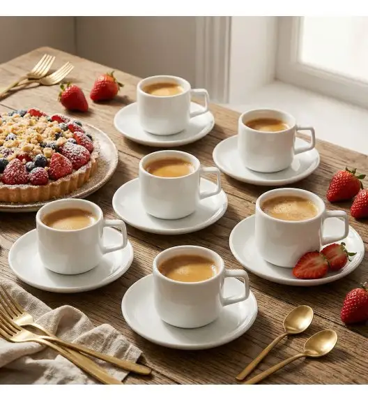 LUBIANA ANKARA Filiżanka 250 ml ze spodkiem 15 cm x 12 szt. | biała porcelana luz