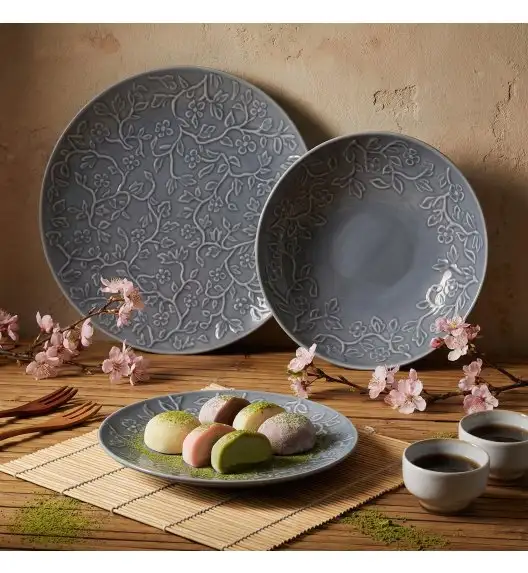 LUBIANA HANAMI K9 Serwis obiadowy 36 el / 12 osób | szaro - niebieski 