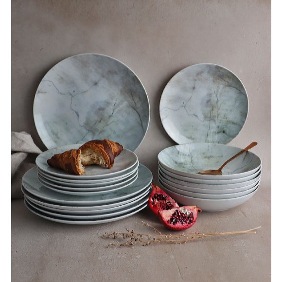 WYPRZEDAŻ! LUBIANA BOSS KERAJET | 002 MARMUREK | Zestaw 2 talerzy dla 1 osoby | porcelana