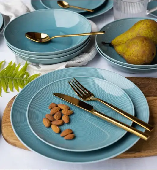 WYPRZEDAŻ! LUBIANA ETO MODERN K6  Zestaw 3 talerzy deserowych 20,5 cm / porcelana ręcznie malowana