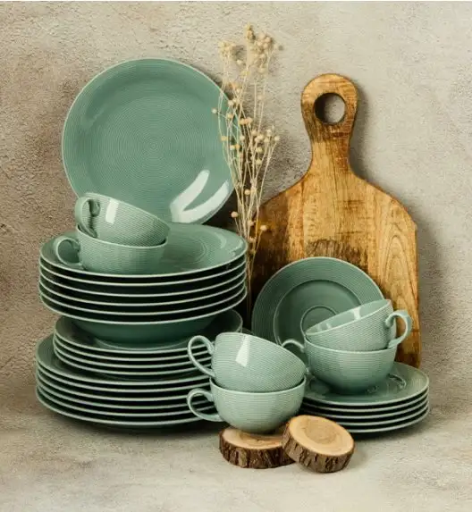 WYPRZEDAŻ! LUBIANA ETO MODERN K5 Zestaw 4 filiżanek ze spodkami / morski / 8 el / porcelana 