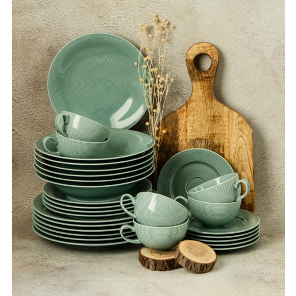 WYPRZEDAŻ! LUBIANA ETO MODERN K5 Zestaw 4 filiżanek ze spodkami / morski / 8 el / porcelana 