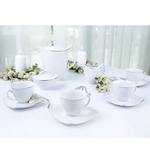 WYPRZEDAŻ! CHODZIEŻ AKCENT 9718 PLATYNOWA LINIA Imbryk z pokrywką / porcelana