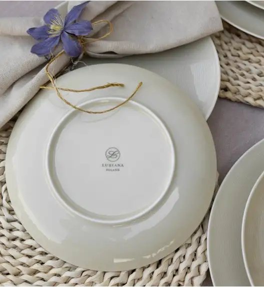 WYPRZEDAŻ! LUBIANA ETO MODERN KE00 Serwis obiadowy kremowy 9 el / 3 osób / porcelana 